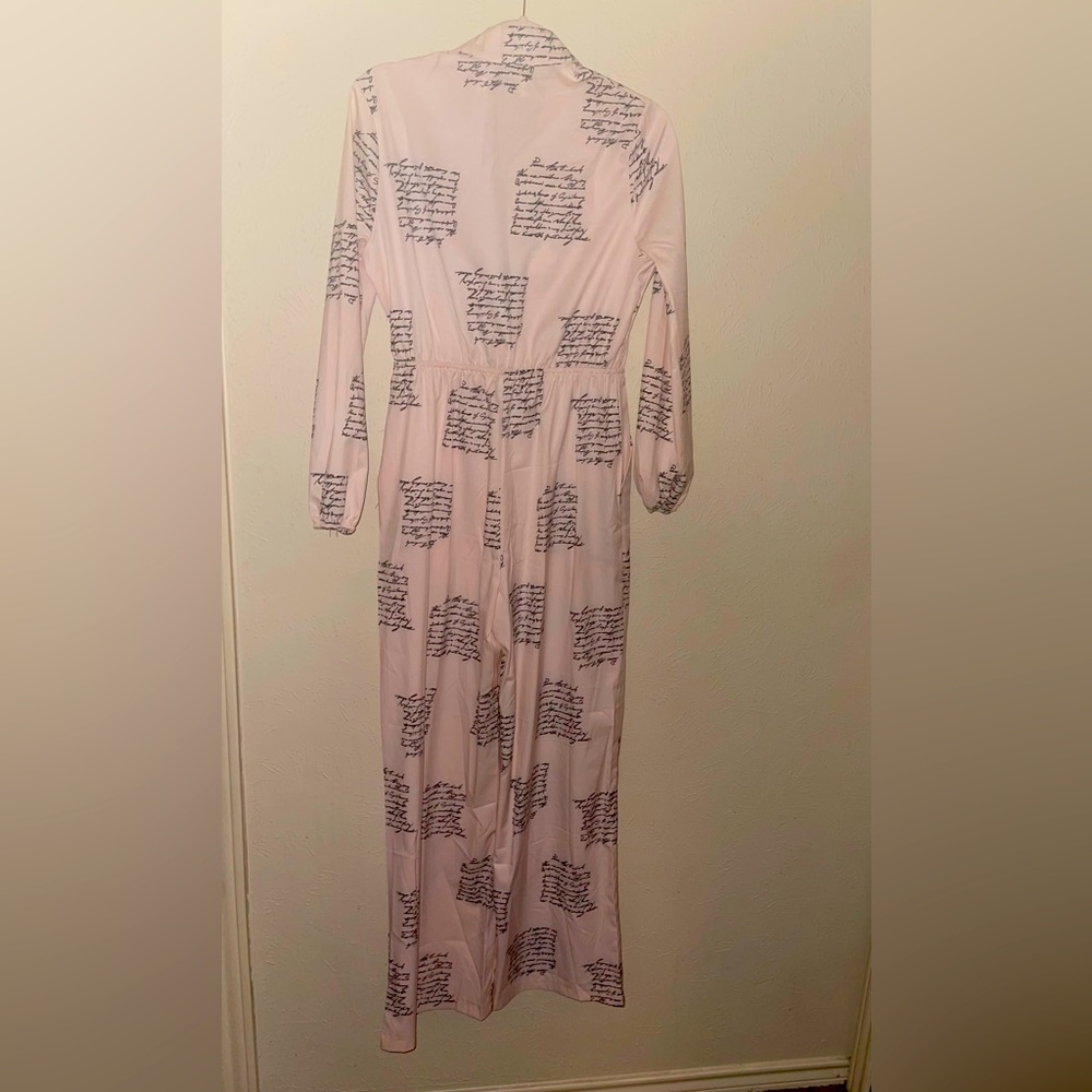 Written letters belted jump suit